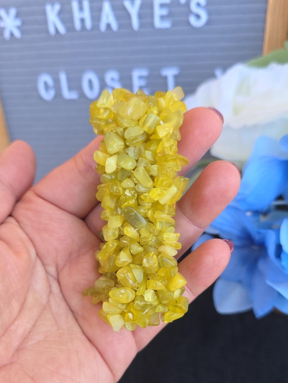 Yellow Stone Chip Bead Bracelet - Handmade